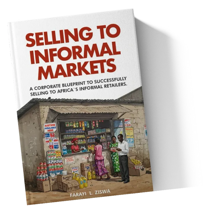 A hardcover mockup of the book, Selling in Informal Markets